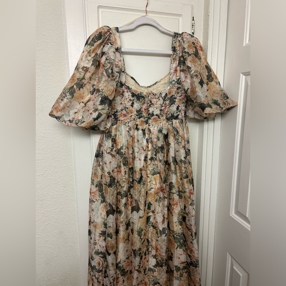 Worth Collective Harlow Maxi Dress in Champagne Floral Size Small Corset Smocked - Picture 11 of 14